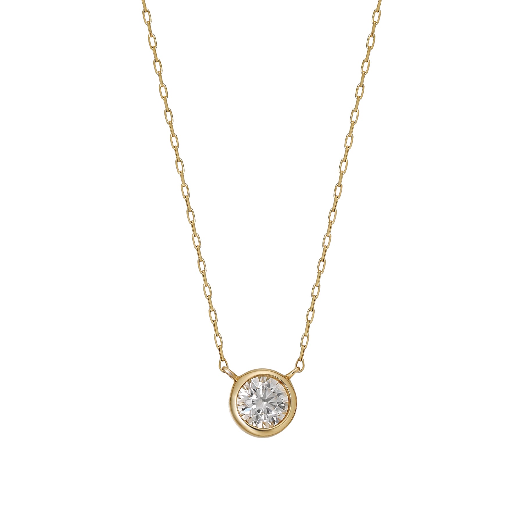 10K Moissanite Solitaire Necklace (Yellow Gold) - Product Image
