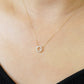 10K Moissanite Circle Flower Necklace (Yellow Gold) - Model Image