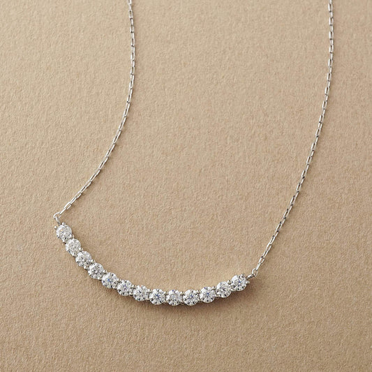 10K Moissanite Melee Decollete Line Necklace (White Gold) - Product Image