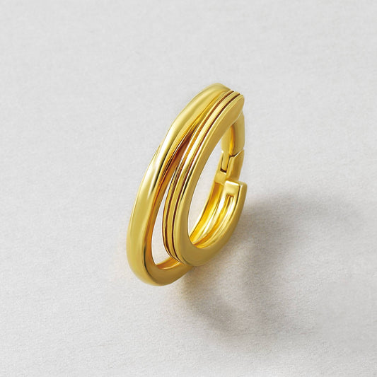 925 Sterling Silver Ear Cuff with Double Groove Twist - Product Image