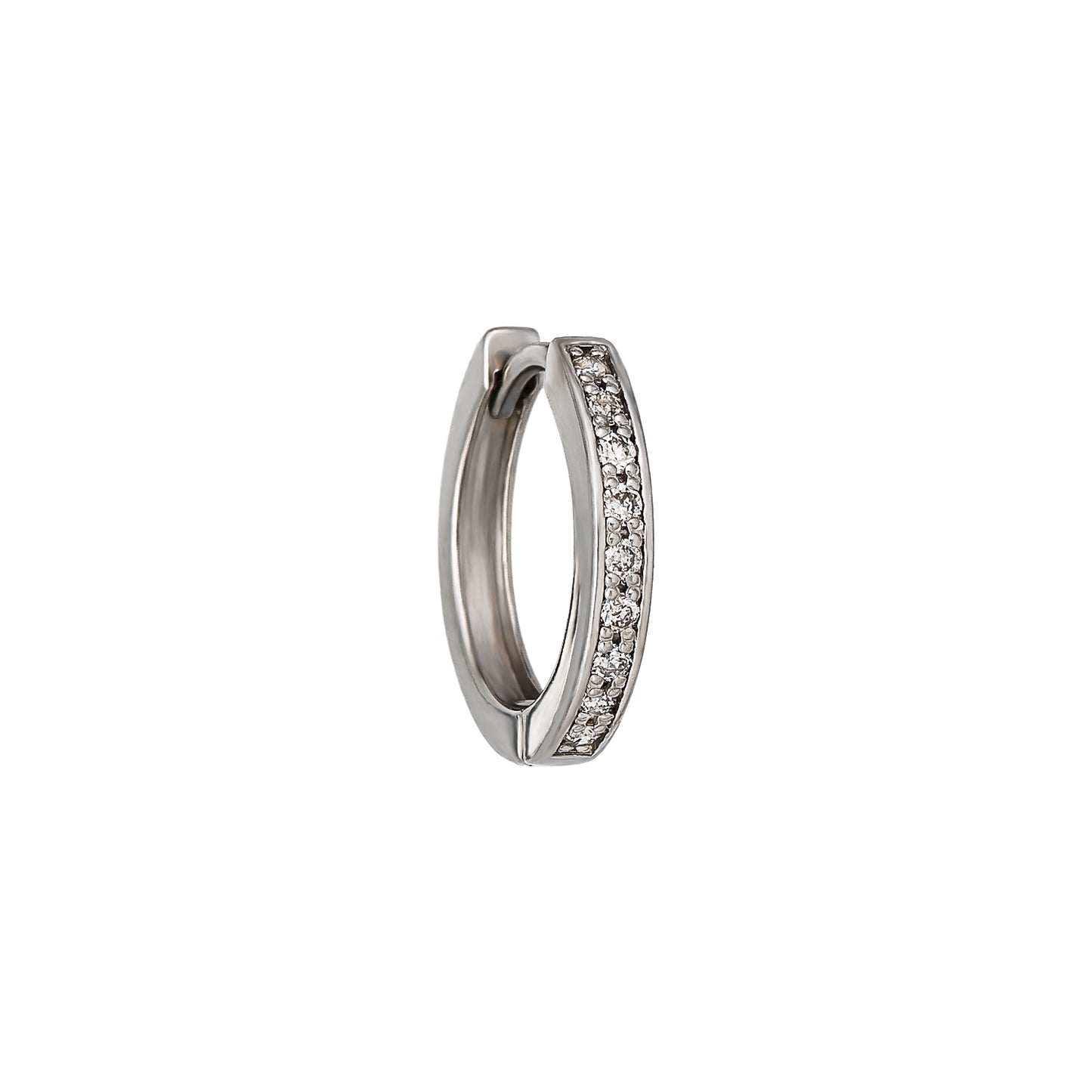 [Solo Earring] Diamond 0.04ct Large Huggie Hoop Single Earring (Platinum) - Product Image