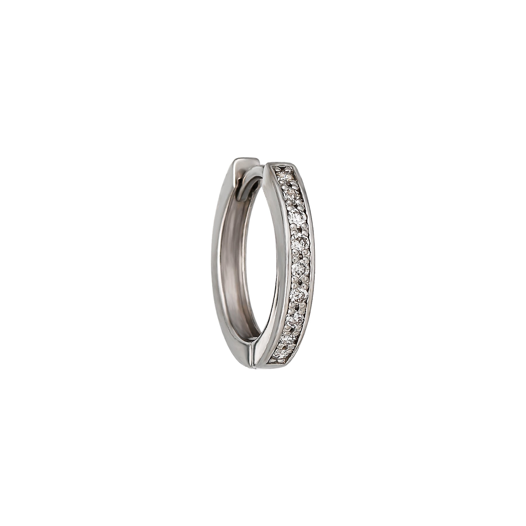 [Solo Earring] Diamond 0.04ct Large Huggie Hoop Single Earring (Platinum) - Product Image