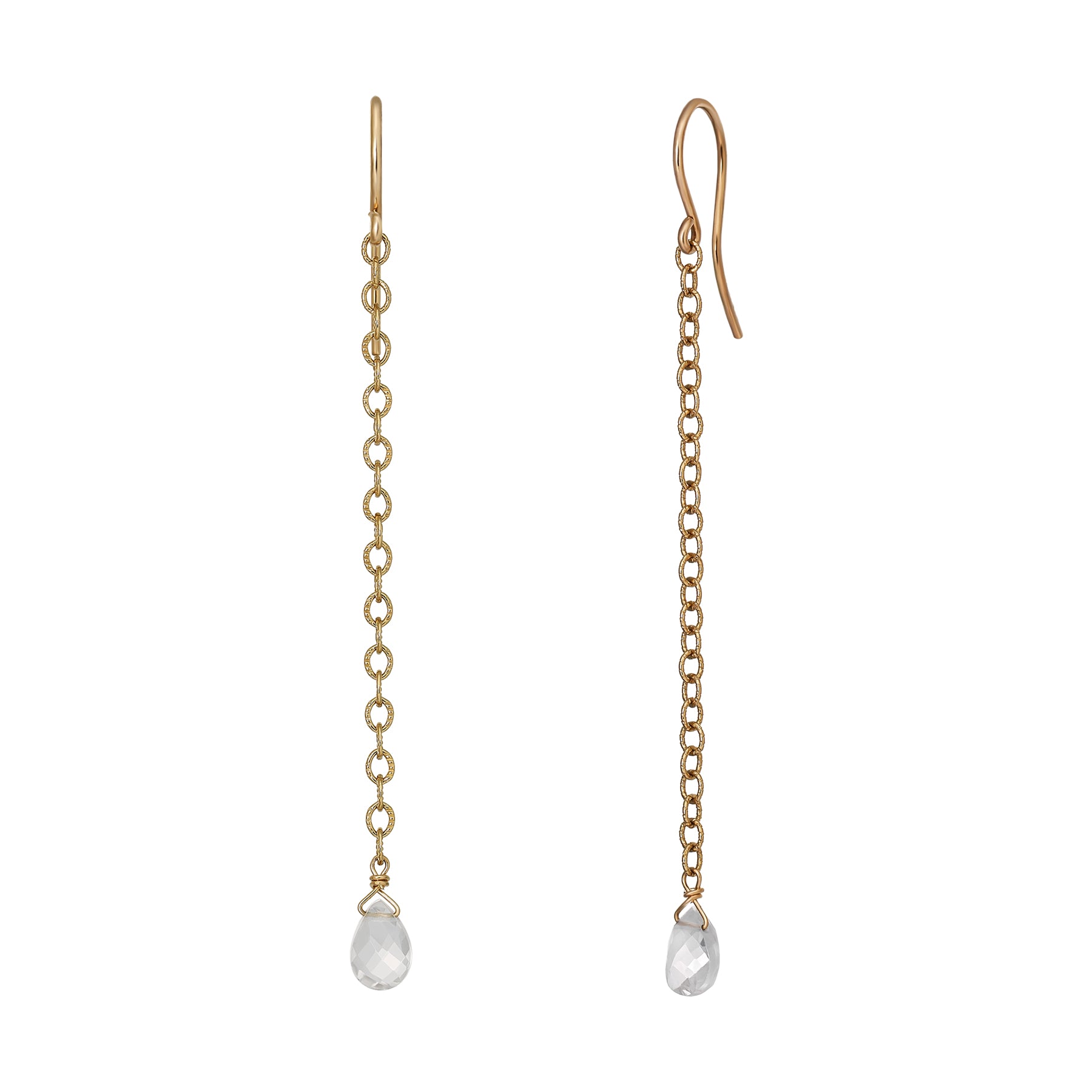 Gold Filled White Topaz Dangle Earrings - Product Image