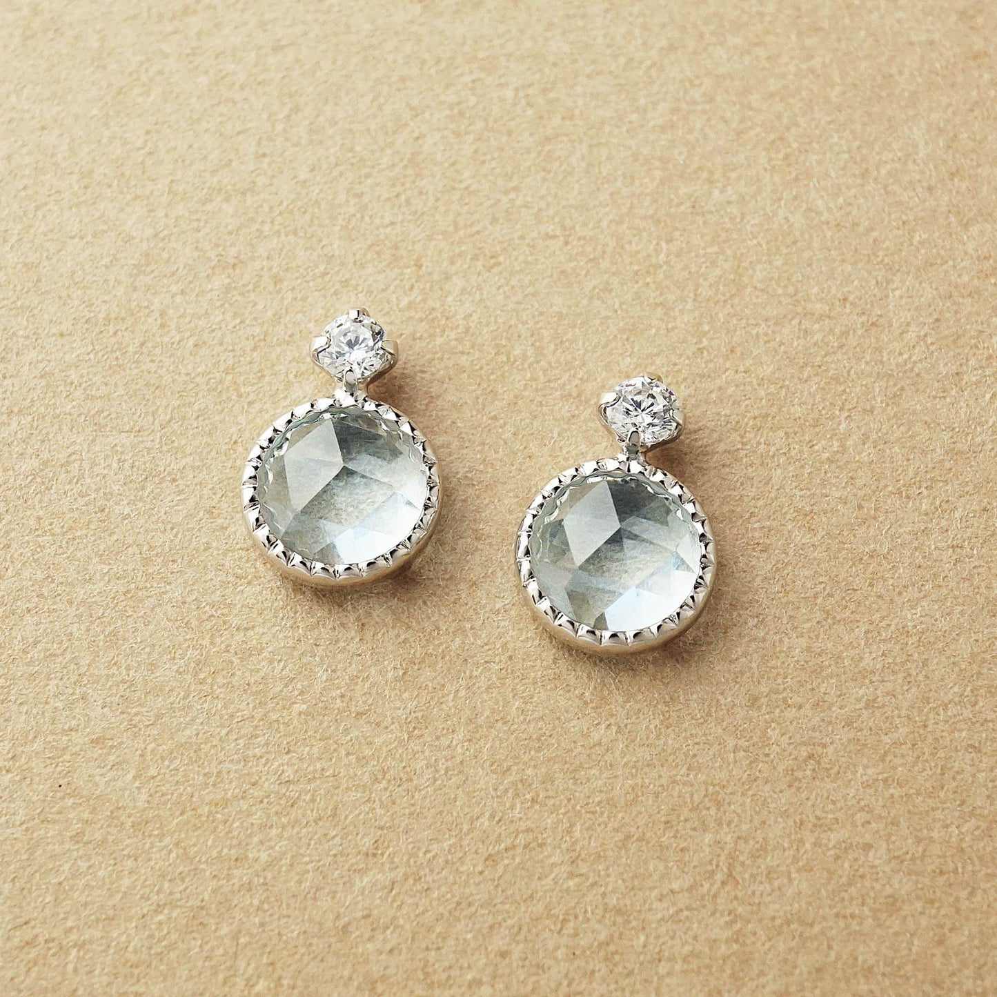 10K Sky Blue Topaz Stud Earrings (White Gold) - Product Image