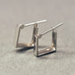 Platinum Square Hoop Earrings - Product Image