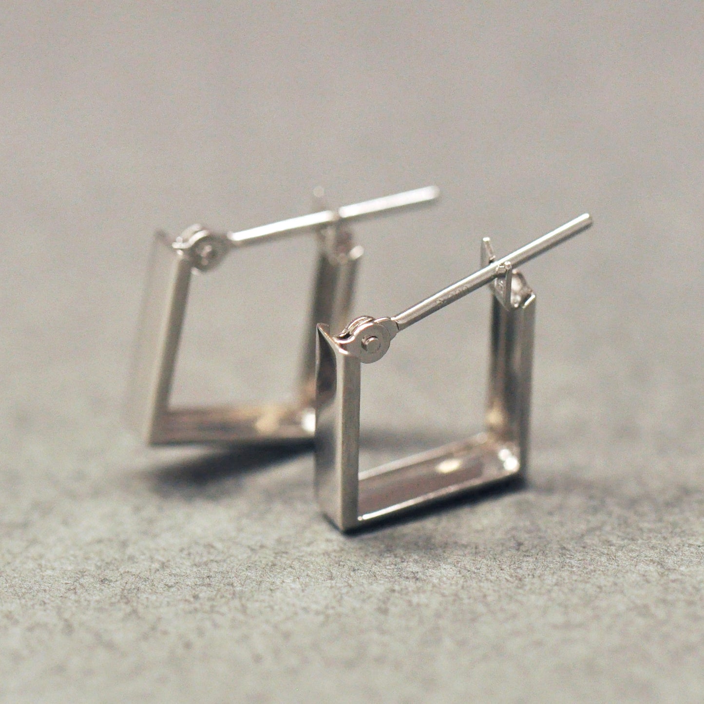 Platinum Square Hoop Earrings - Product Image