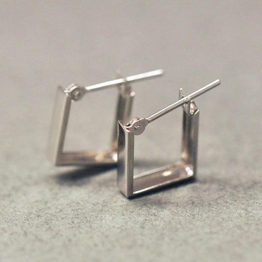 Platinum Square Hoop Earrings - Product Image