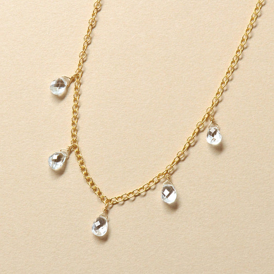 [WEB and Some Store Only] Gold Filled White Topaz Choker Necklace - Product Image