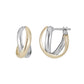 14K/10K Gold Cross Hoop Earrings (Small) (White Gold / Yellow Gold) - Product Image