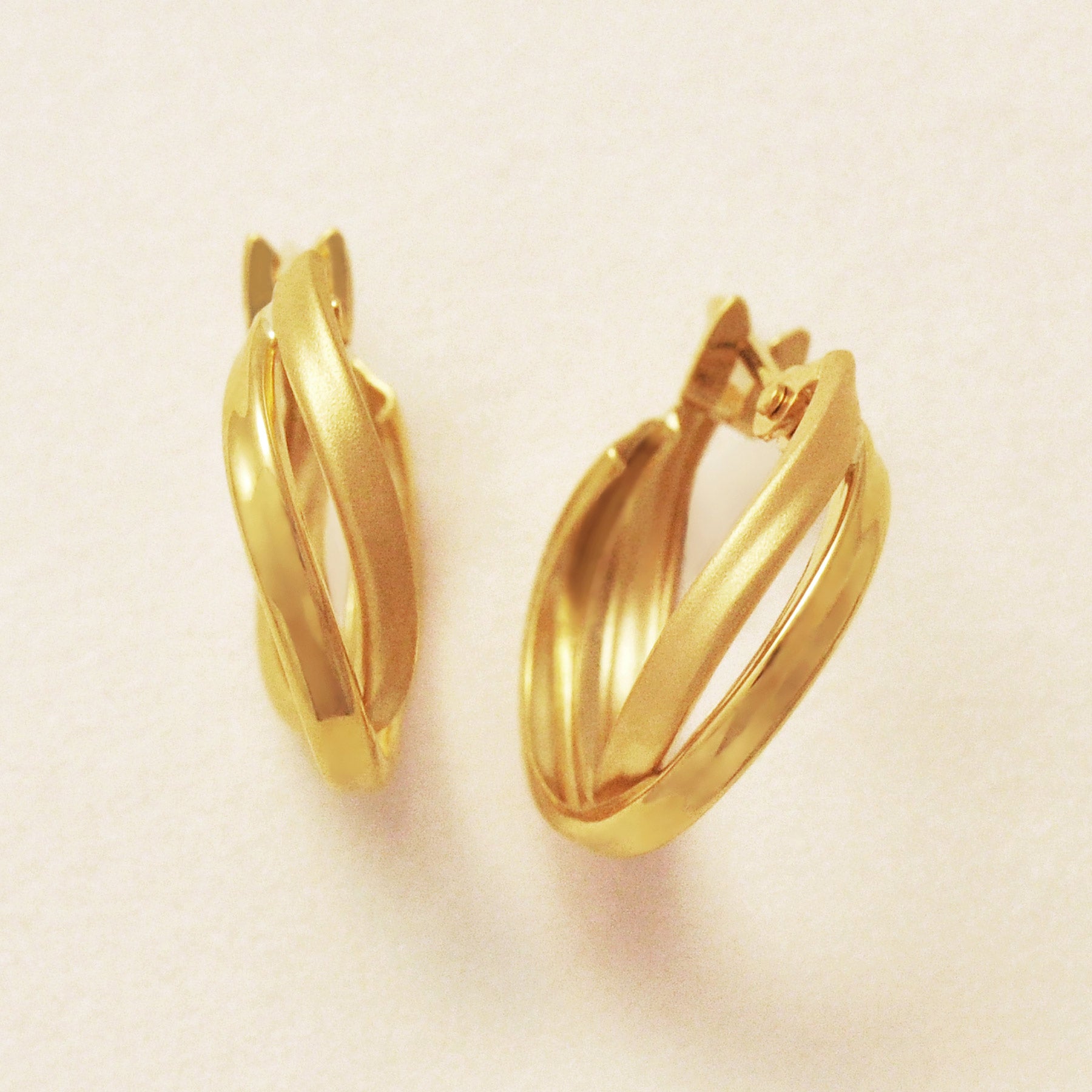 18K Twisted Twin Hoop Earrings (Yellow Gold) - Product Image
