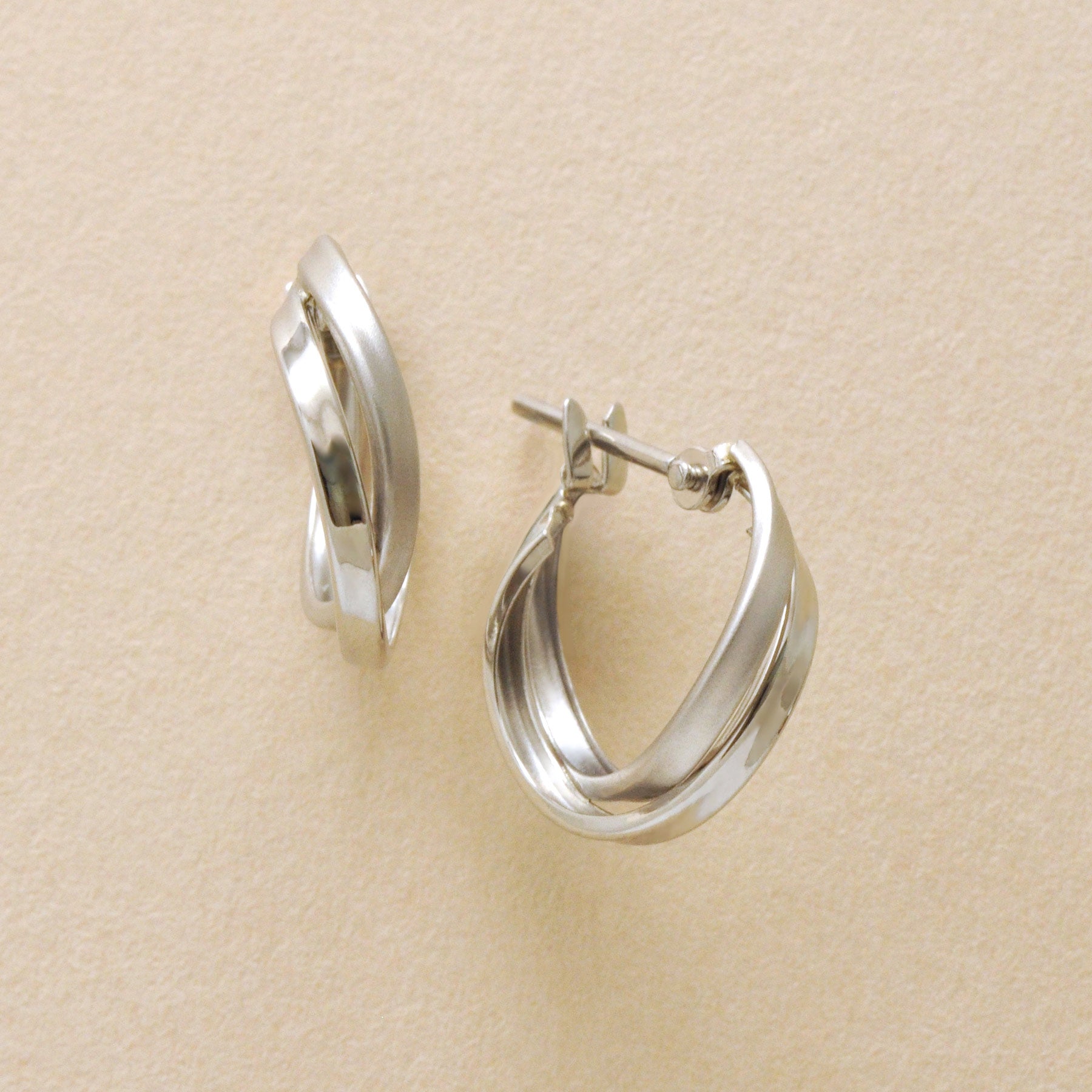 Platinum Twisted Twin Hoop Earrings - Product Image
