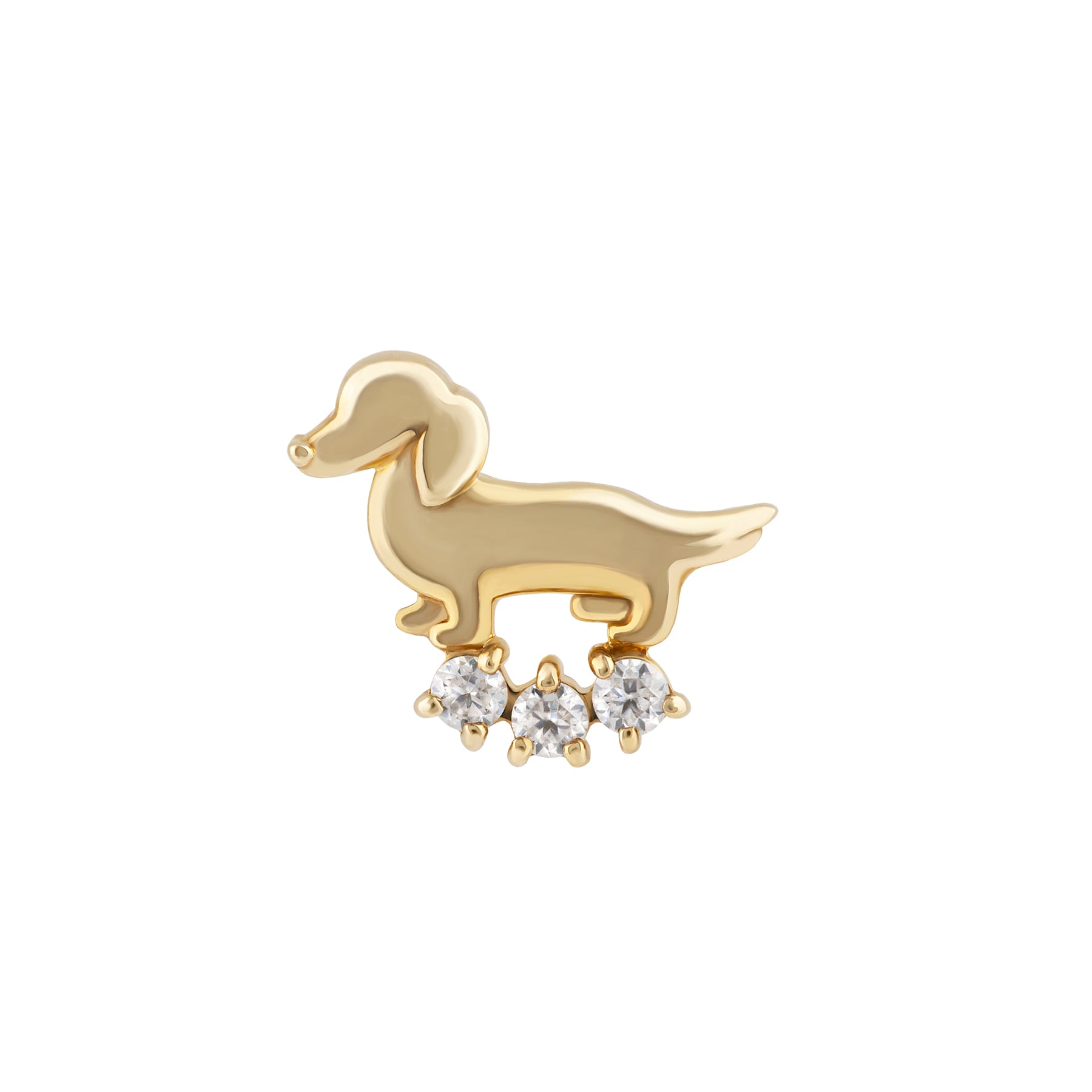 [Solo Earring] 18K/10K Dachshund Single Earring (Yellow Gold) - Product Image