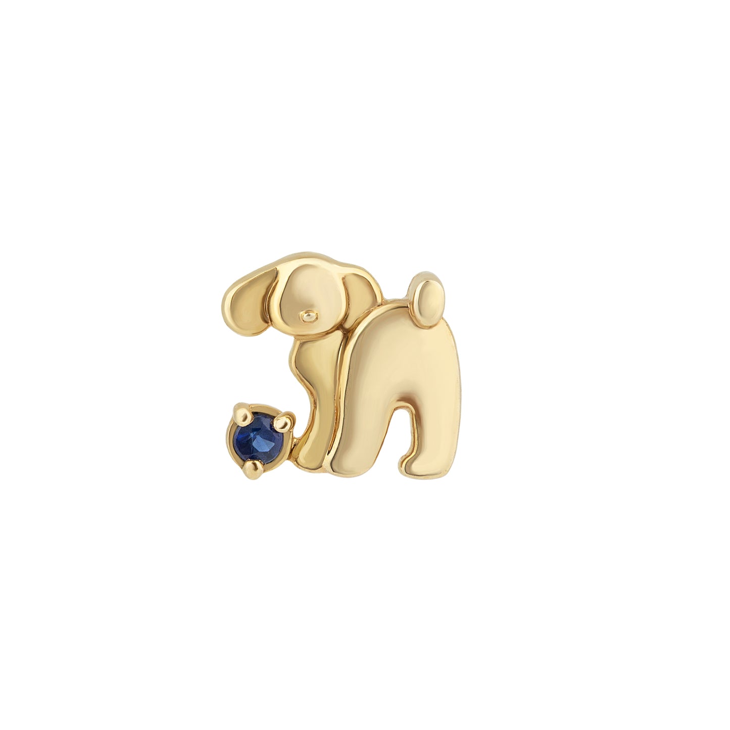 [Solo Earring] 18K/10K Poodle Single Earring (Yellow Gold) - Product Image