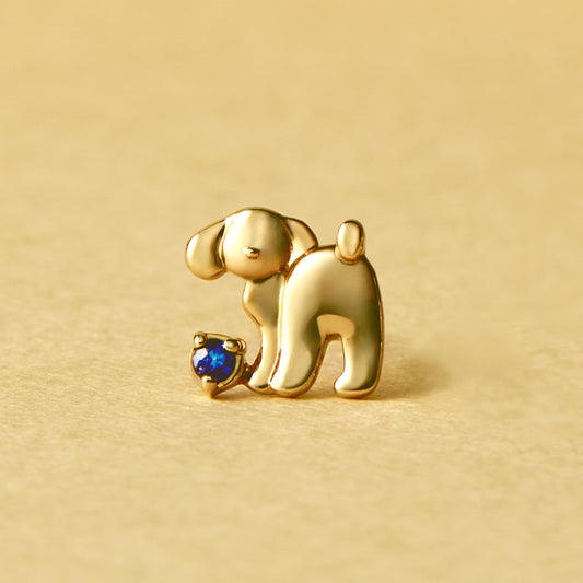 [Solo Earring] 18K/10K Poodle Single Earring (Yellow Gold) - Product Image