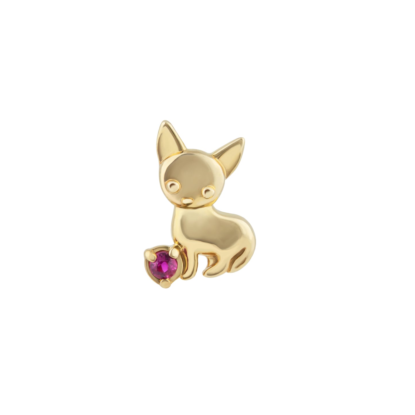 [Solo Earring] 18K/10K Chihuahua Single Earring (Yellow Gold) - Product Image
