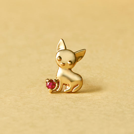 [Solo Earring] 18K/10K Chihuahua Single Earring (Yellow Gold) - Product Image