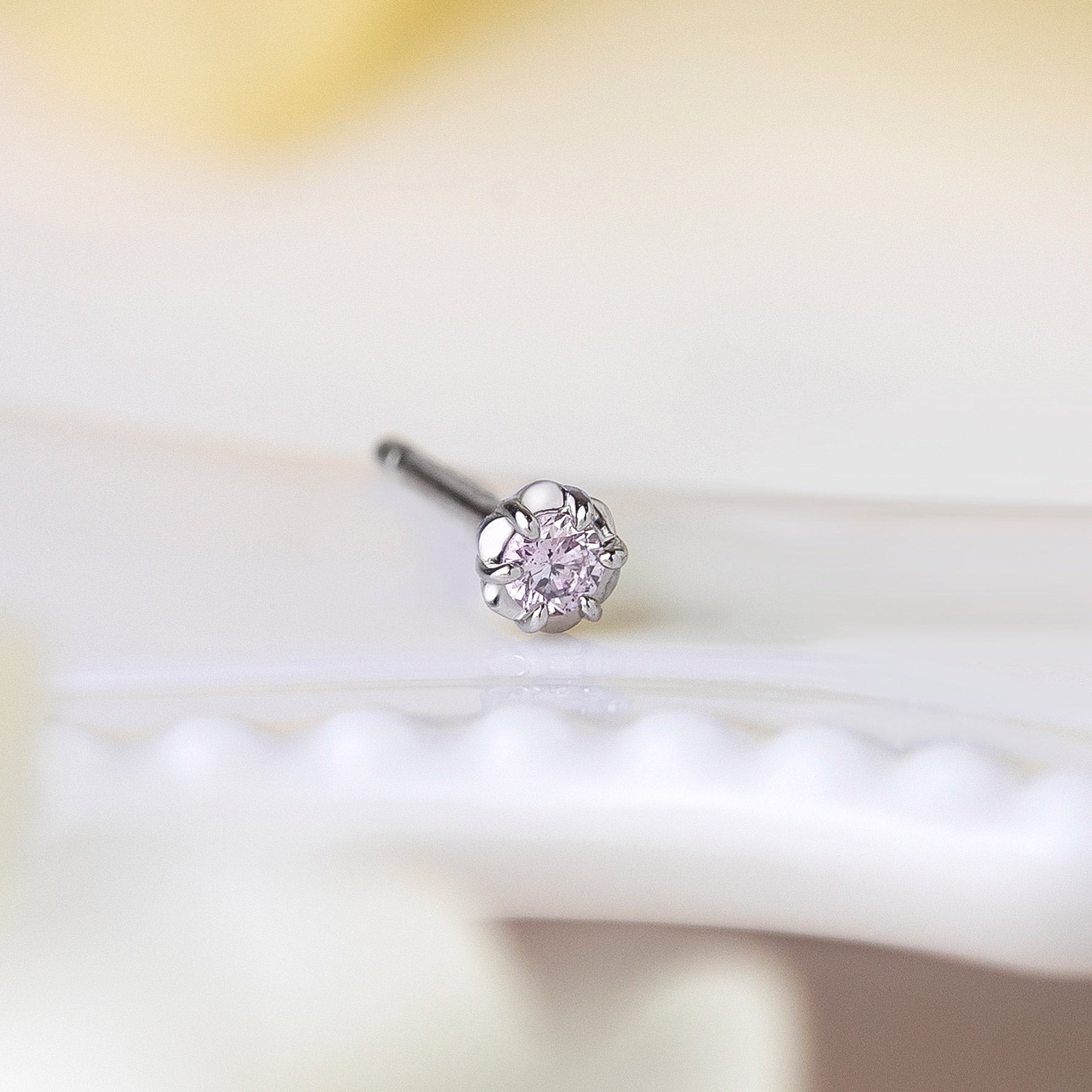 [Solo Earring] [Second Earrings] Platinum Pink Diamond Violet Earrings 0.05ct - Product Image
