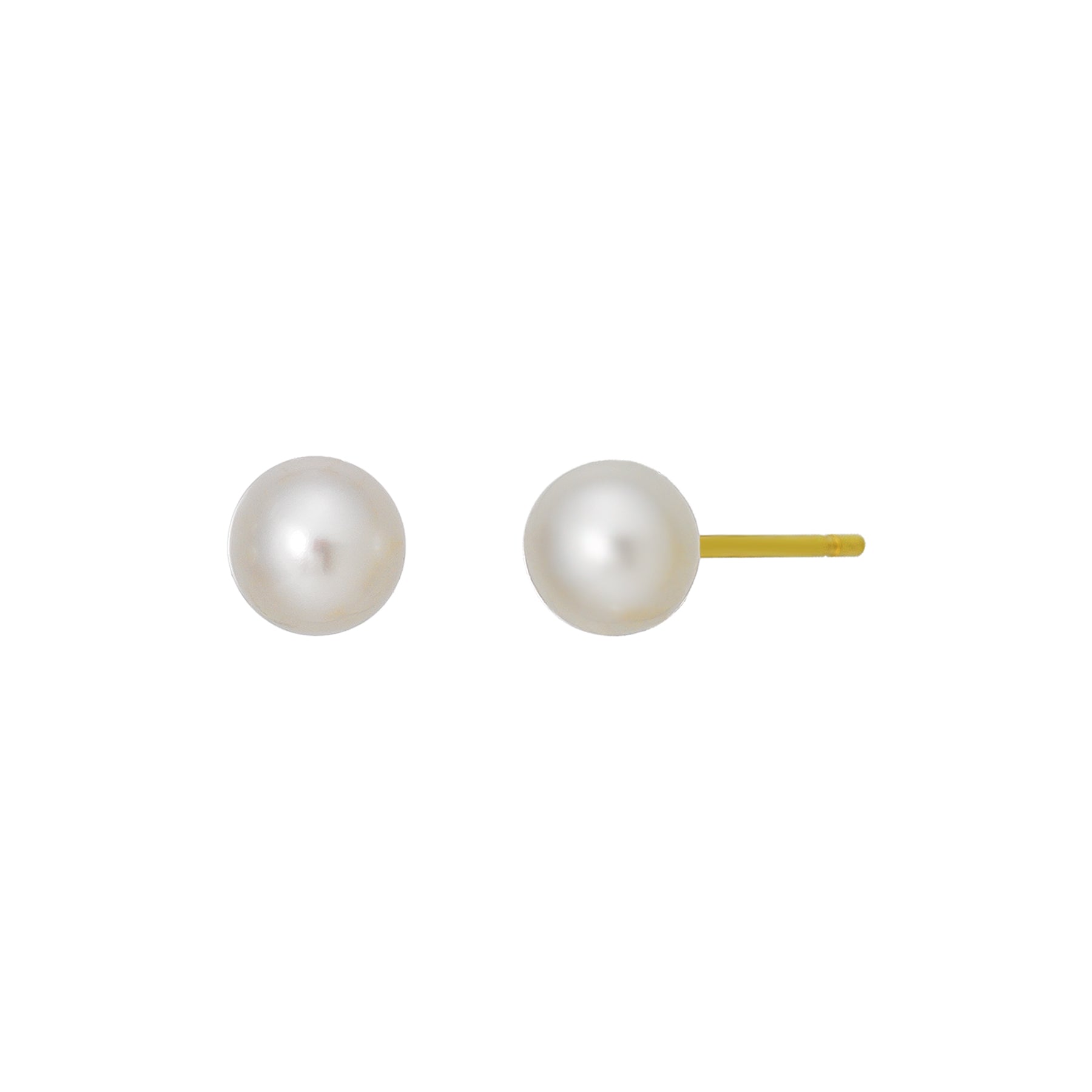 18K Freshwater Pearl Stud Earrings [4mm] (Yellow Gold) - Product Image