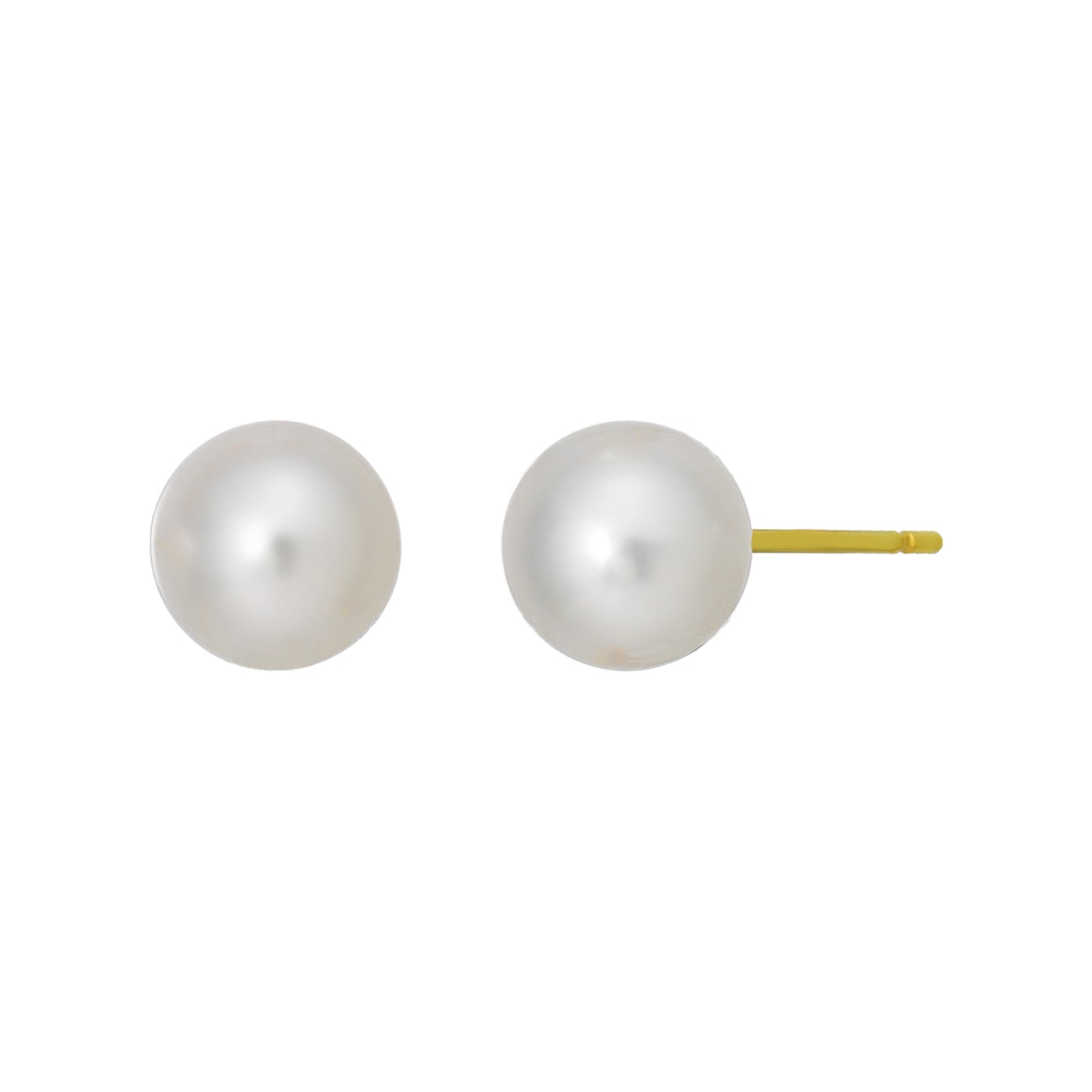 18K Freshwater Pearl Stud Earrings [6mm] (Yellow Gold) - Product Image