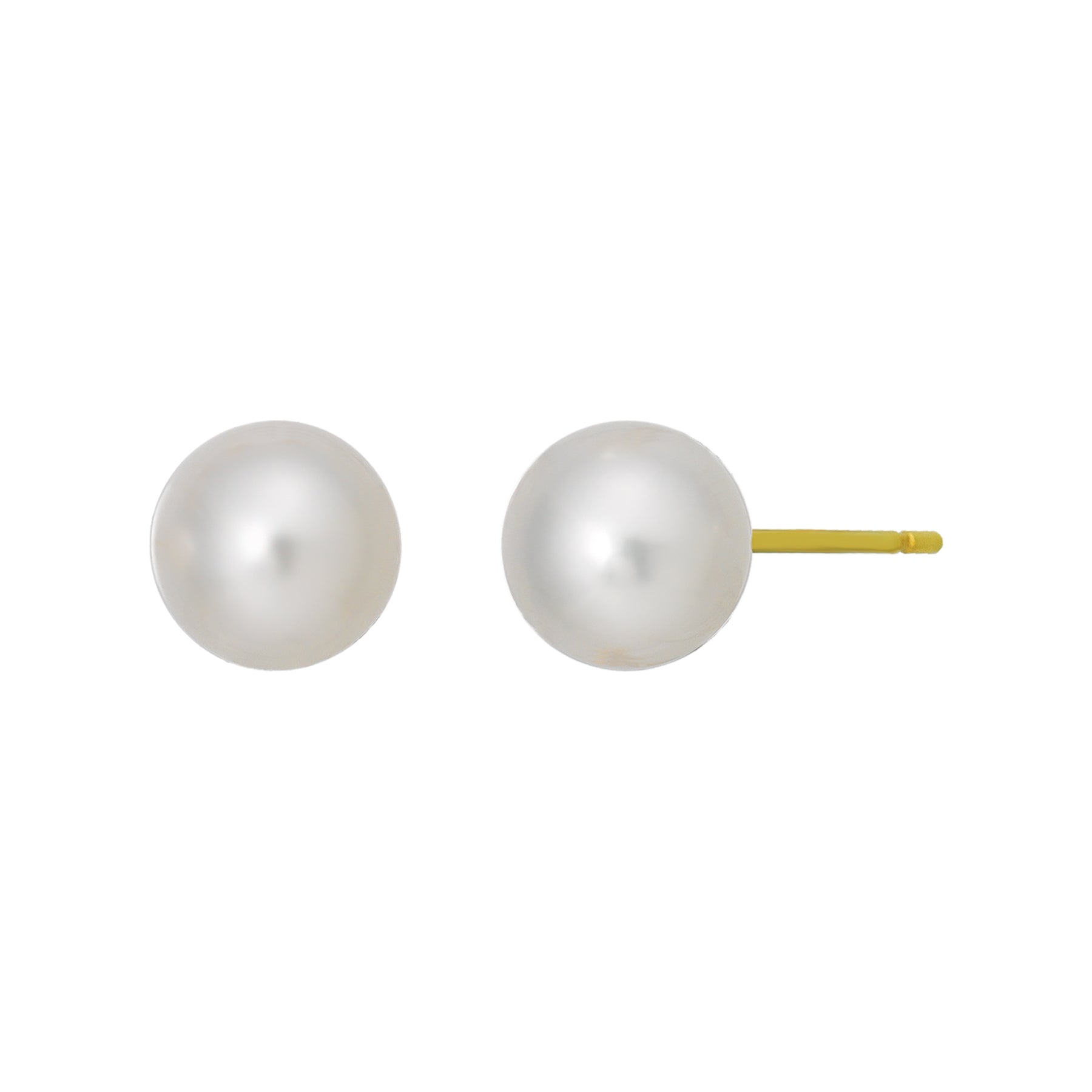18K Freshwater Pearl Stud Earrings [6mm] (Yellow Gold) - Product Image