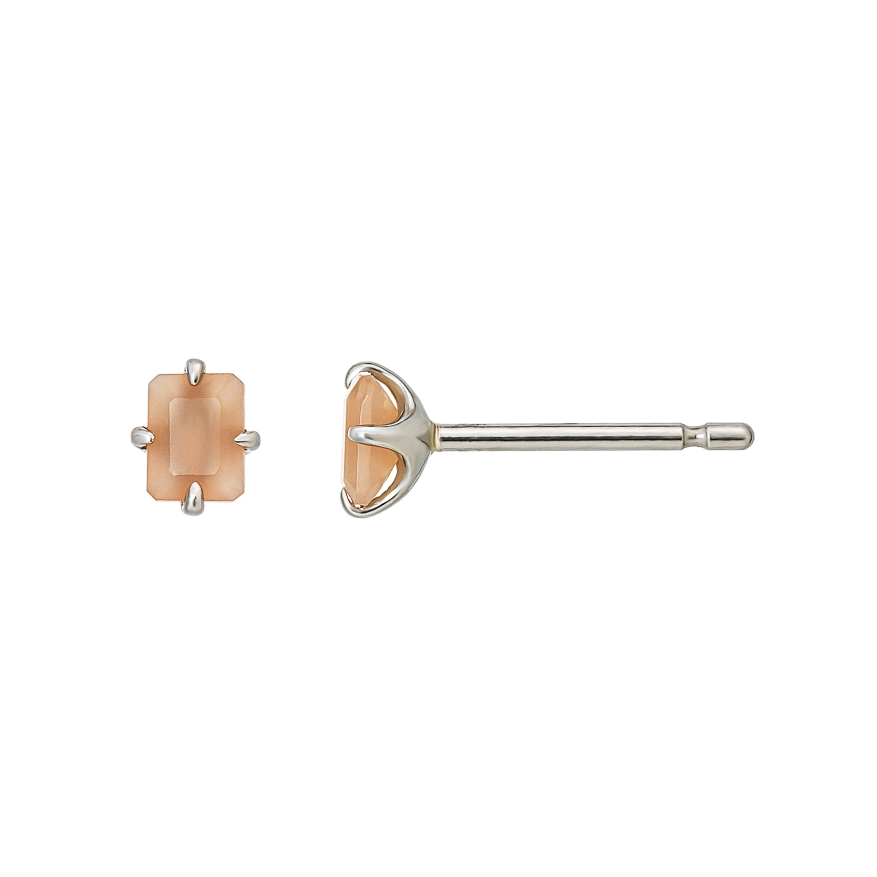 [Second Earrings] Platinum Orange Moonstone Earrings - Product Image