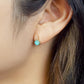 18K/10K Refined Turquoise x White Quartz Earrings [Blue Mosque] (Yellow Gold) - Model Image
