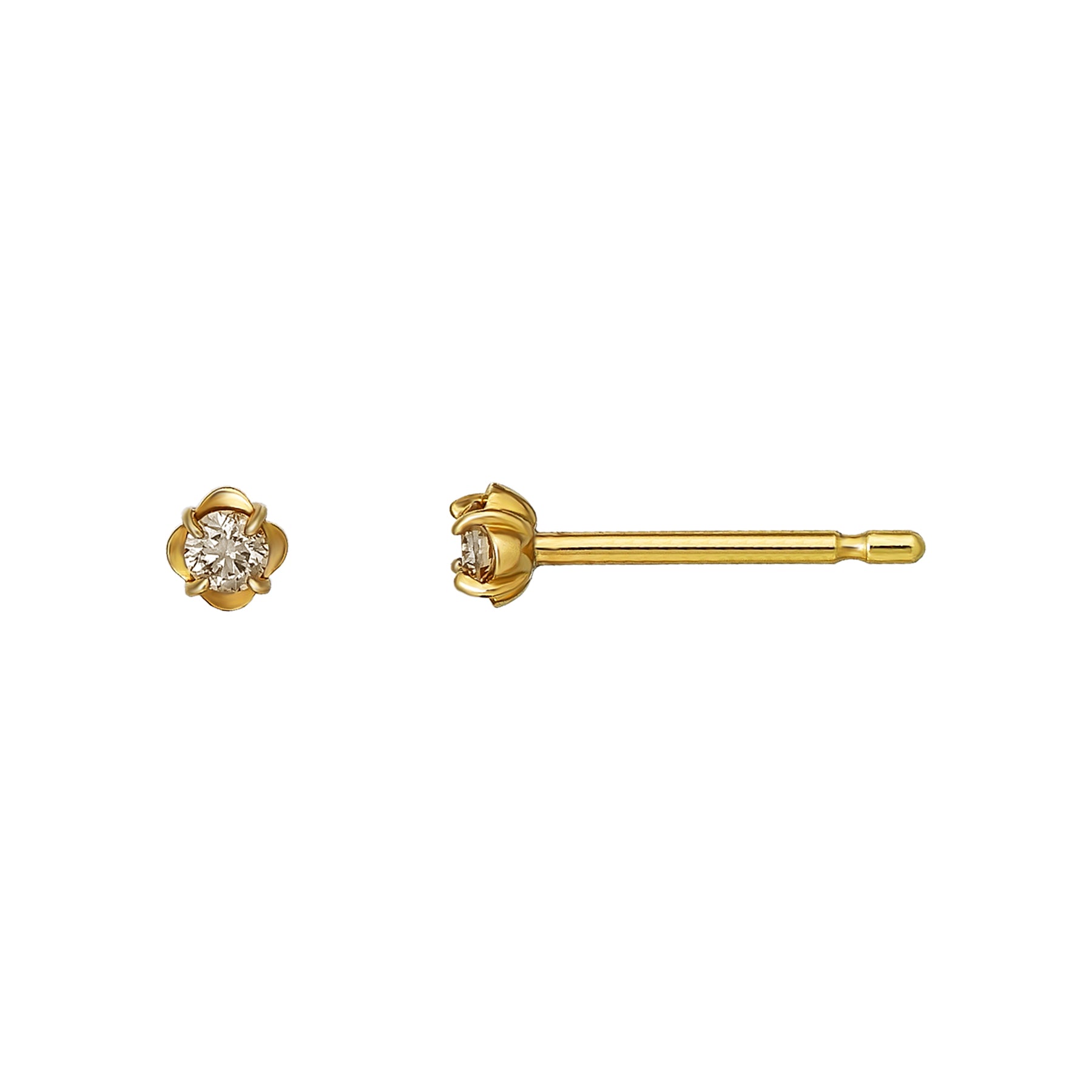 [Second Earrings] 18K Brown Diamond Earrings 0.08ct (Yellow Gold) - Product Image