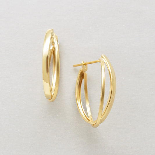 18K/10K Oval Hoop Earrings (Yellow Gold) - Product Image