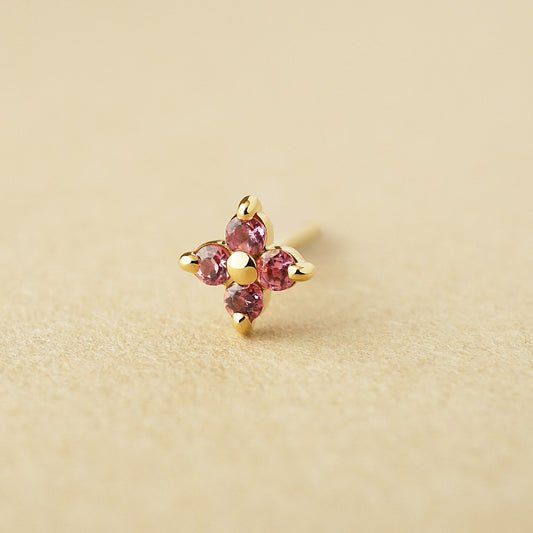 [Solo Earring] [Second Earrings] 18K Pink Tourmaline Single Earring (Yellow Gold) - Product Image