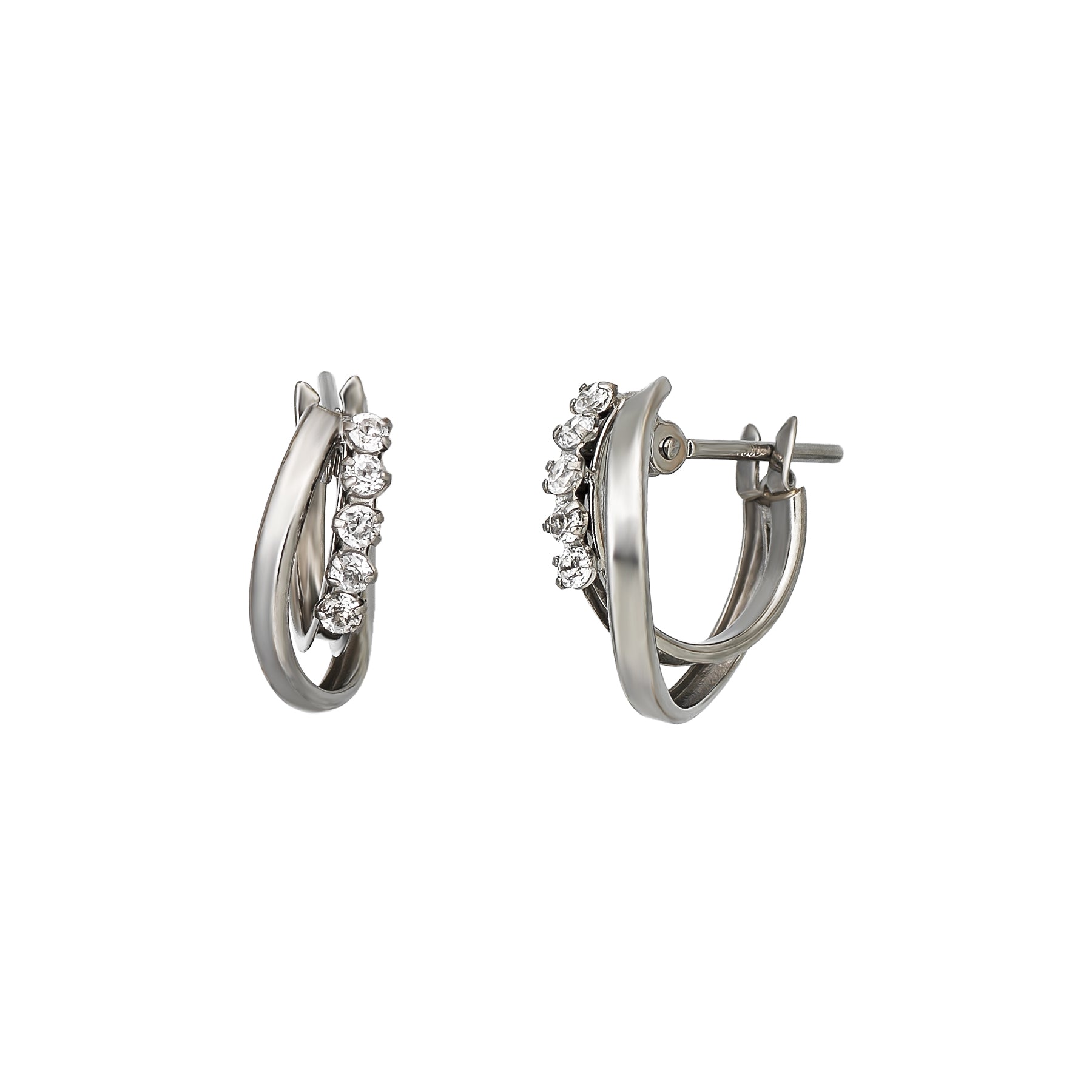 Platinum Double Twist Hoop Earrings - Product Image