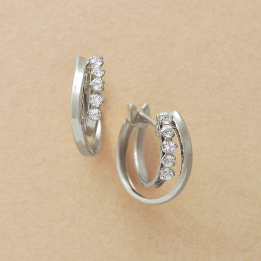 Platinum Double Twist Hoop Earrings - Product Image