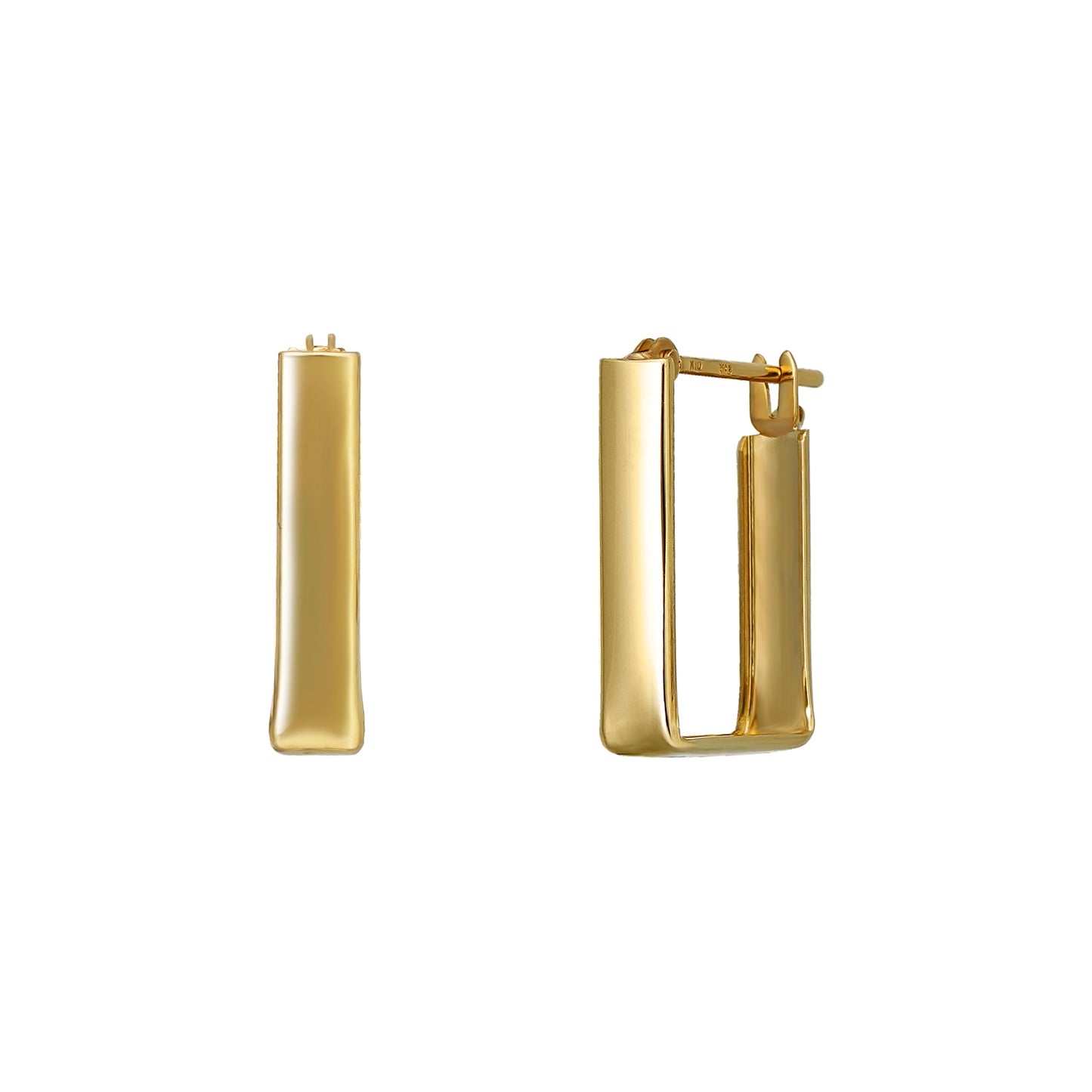 18K/10K Long Square Bridge Earrings (Yellow Gold) - Product Image