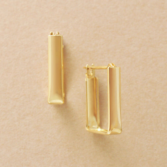 18K/10K Long Square Bridge Earrings (Yellow Gold) - Product Image