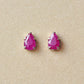[Second Earrings] Platinum Ruby ​​Dew Drop Earrings - Product Image