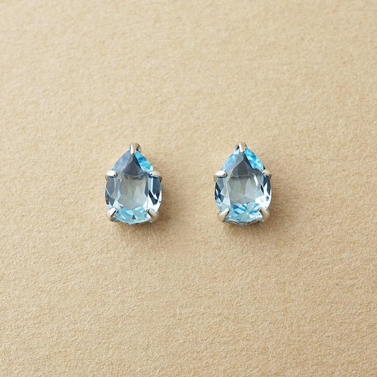 [Second Earrings] Platinum Blue Topaz Drop Earrings - Product Image