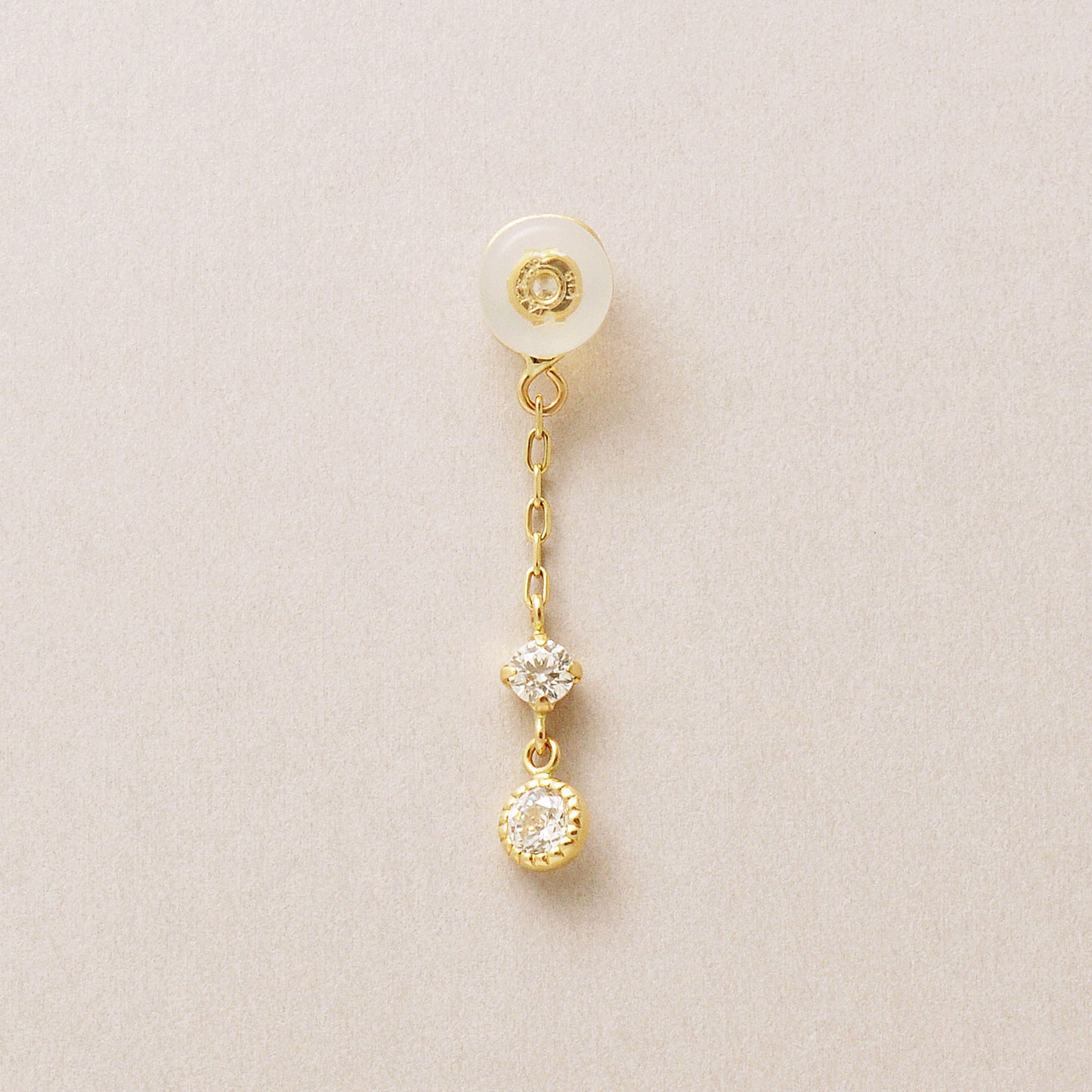 18K/10K 2-Stone Charm Type Earring Back (Yellow Gold) - Product Image