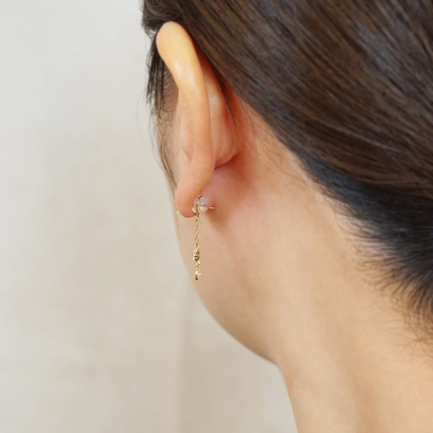 18K/10K 2-Stone Charm Type Earring Back (Yellow Gold) - Model Image