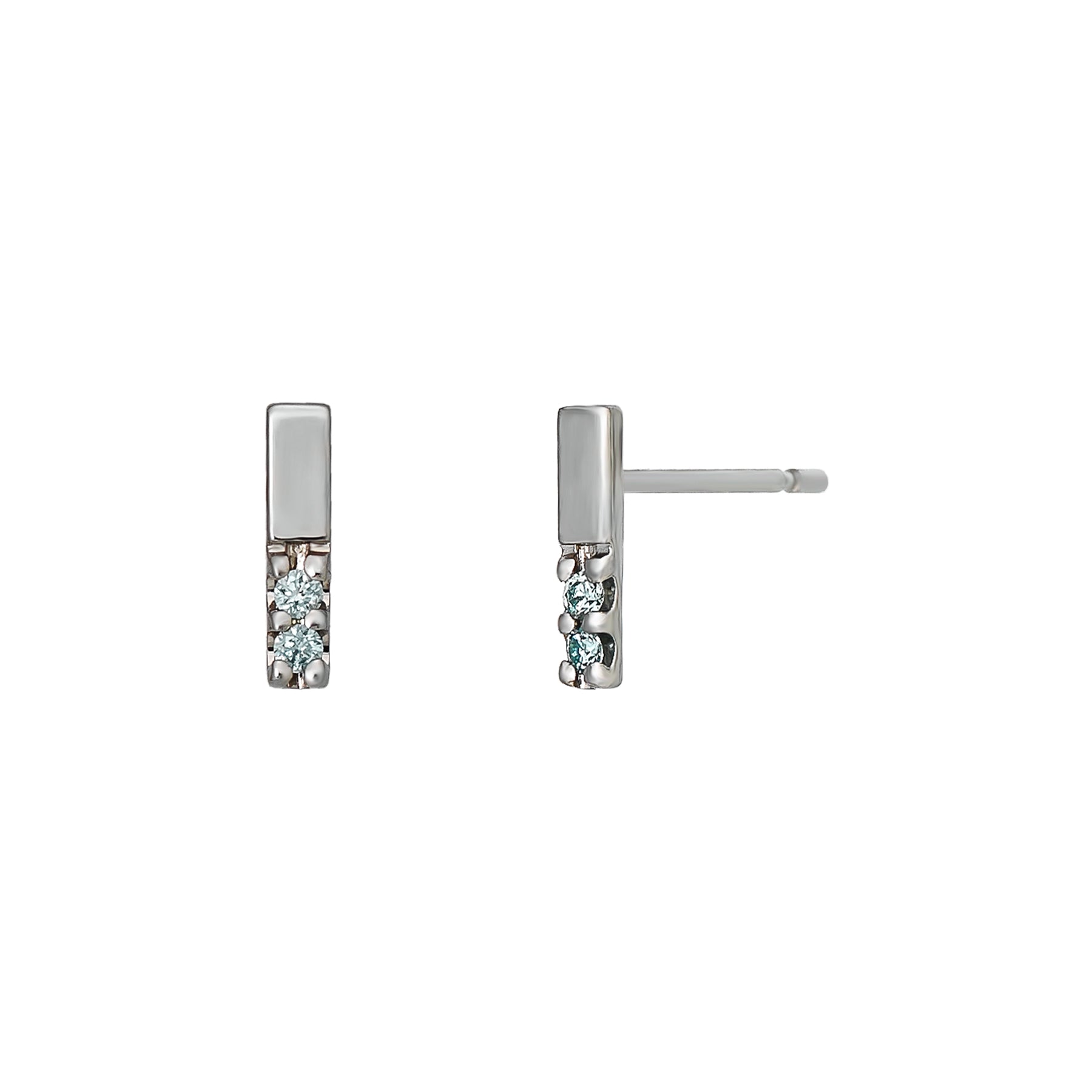 10K Diamond Minibar Earrings (White Gold) - Product Image