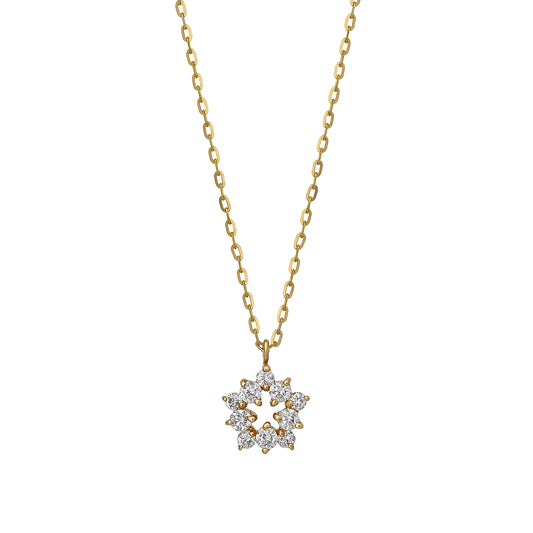 18K Diamond Star Wreath Necklace (Yellow Gold) - Product Image