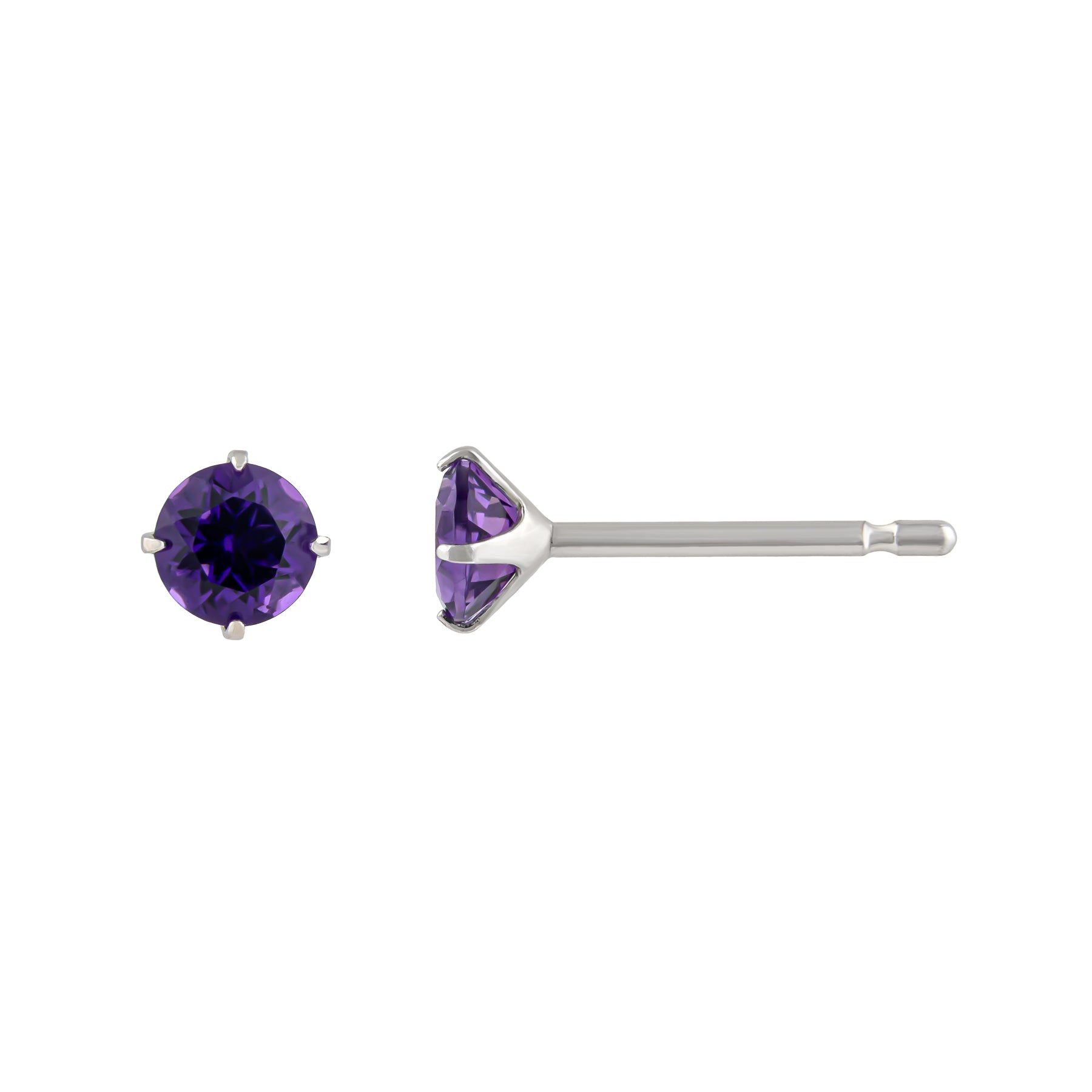 [Second Earrings] Platinum Amethyst Earrings [4mm] - Product Image