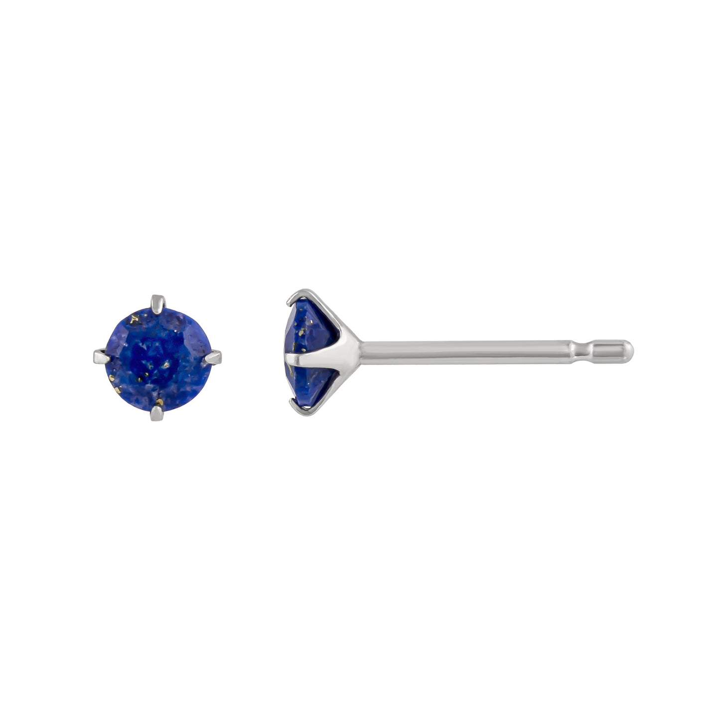 [Second Earrings] Platinum Lapis Lazuli Earrings [4mm] - Product Image