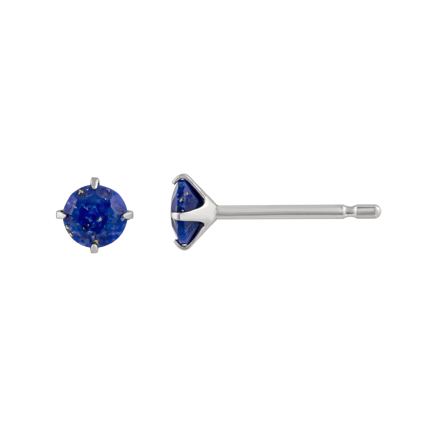 [Second Earrings] Platinum Lapis Lazuli Earrings [4mm] - Product Image