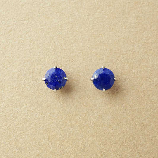 [Second Earrings] Platinum Lapis Lazuli Earrings [4mm] - Product Image