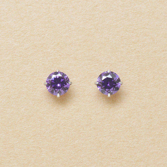 [Second Earrings] Platinum Purple Cubic Zirconia Earrings - Product Image