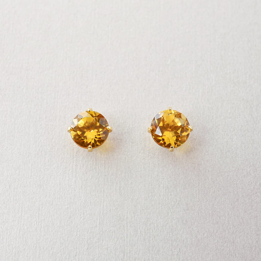 [Second Earrings] 18K Citrine Earrings [4mm] (Yellow Gold) - Product Image