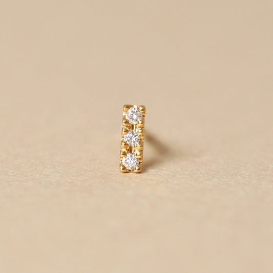 [Solo Earring] [Second Earrings] 18K 3-Stone Diamond Single Earring (Yellow Gold) - Product Image