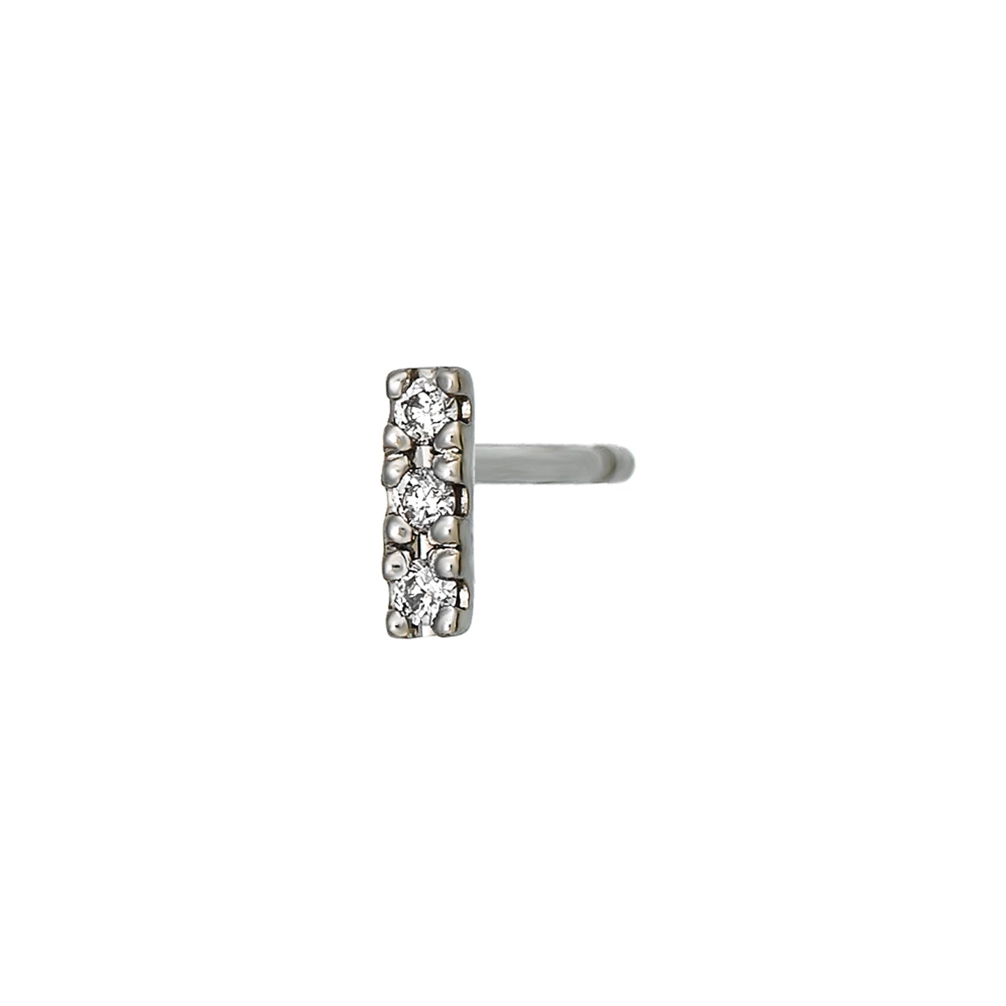 [Solo Earring] [Second Earrings] Platinum 3-Stone Diamond Single Earring - Product Image