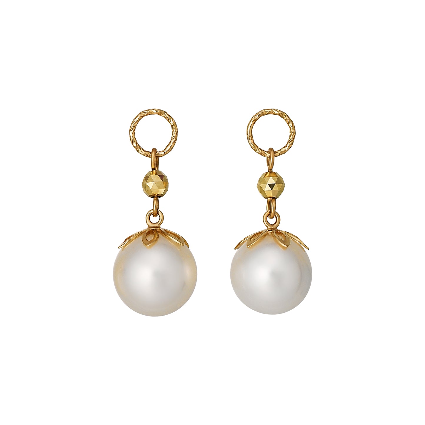 [Palette] 10K Freshwater Pearl Anemone Charms (Large Link) (Yellow Gold) - Product Image