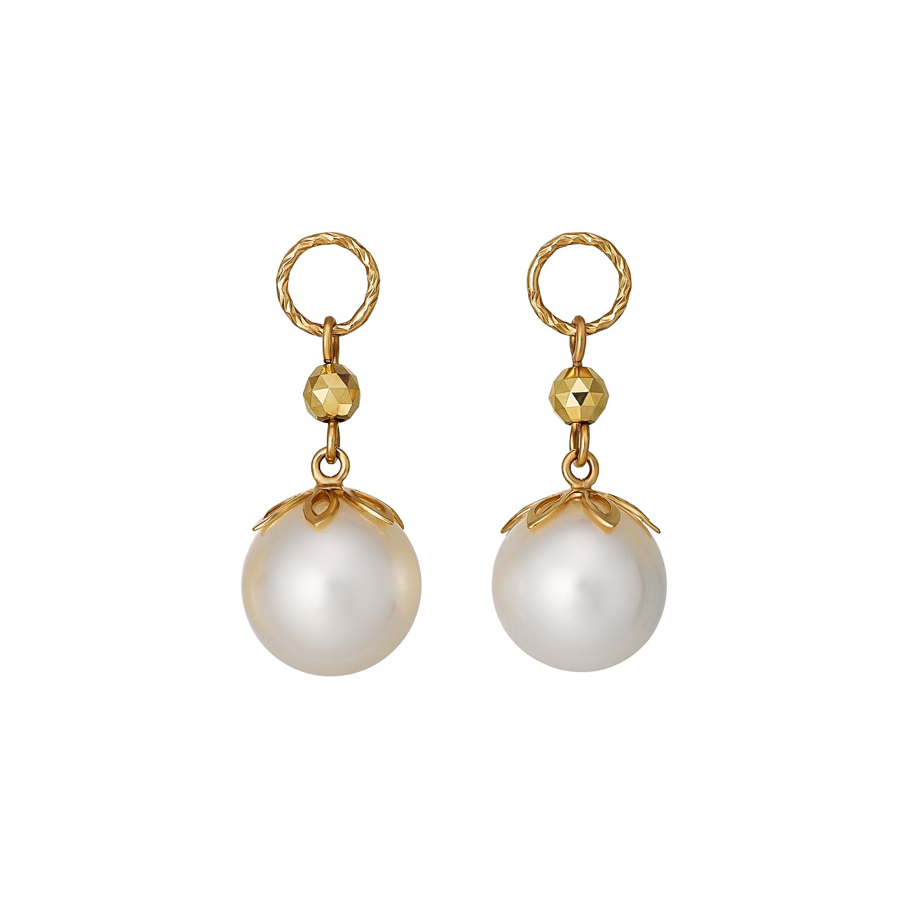 [Palette] 10K Freshwater Pearl Anemone Charms (Large Link) (Yellow Gold) - Product Image