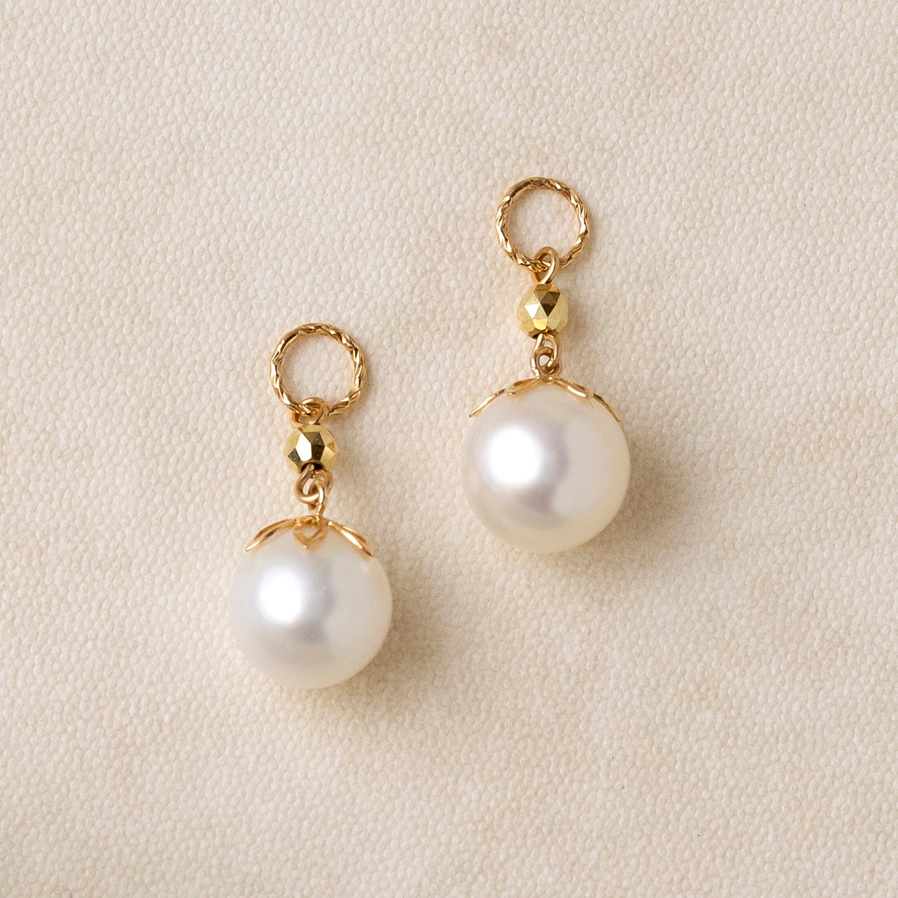 [Palette] 10K Freshwater Pearl Anemone Charms (Large Link) (Yellow Gold) - Product Image